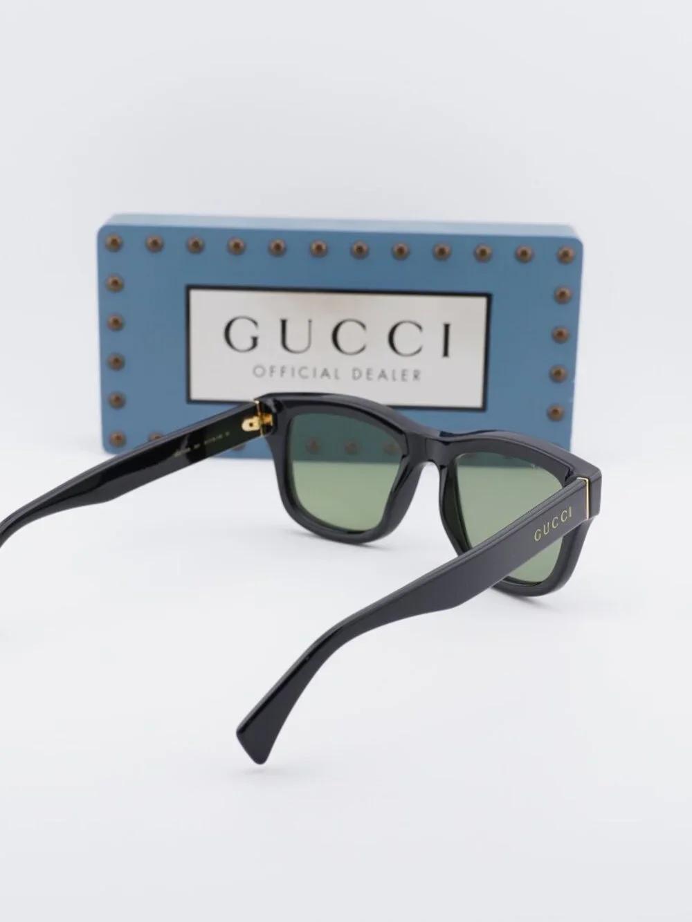 Gucci GG1135S 001 Square Sunglasses - Black\Green Polarized